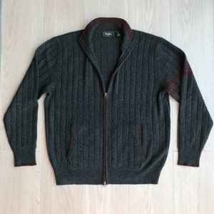 Men's Contrast-Trim Zip-Front Cardigan Sweater